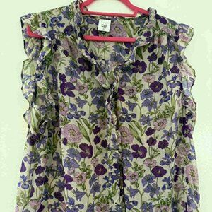 Purple Cabi Floral Sleeveless Blouse